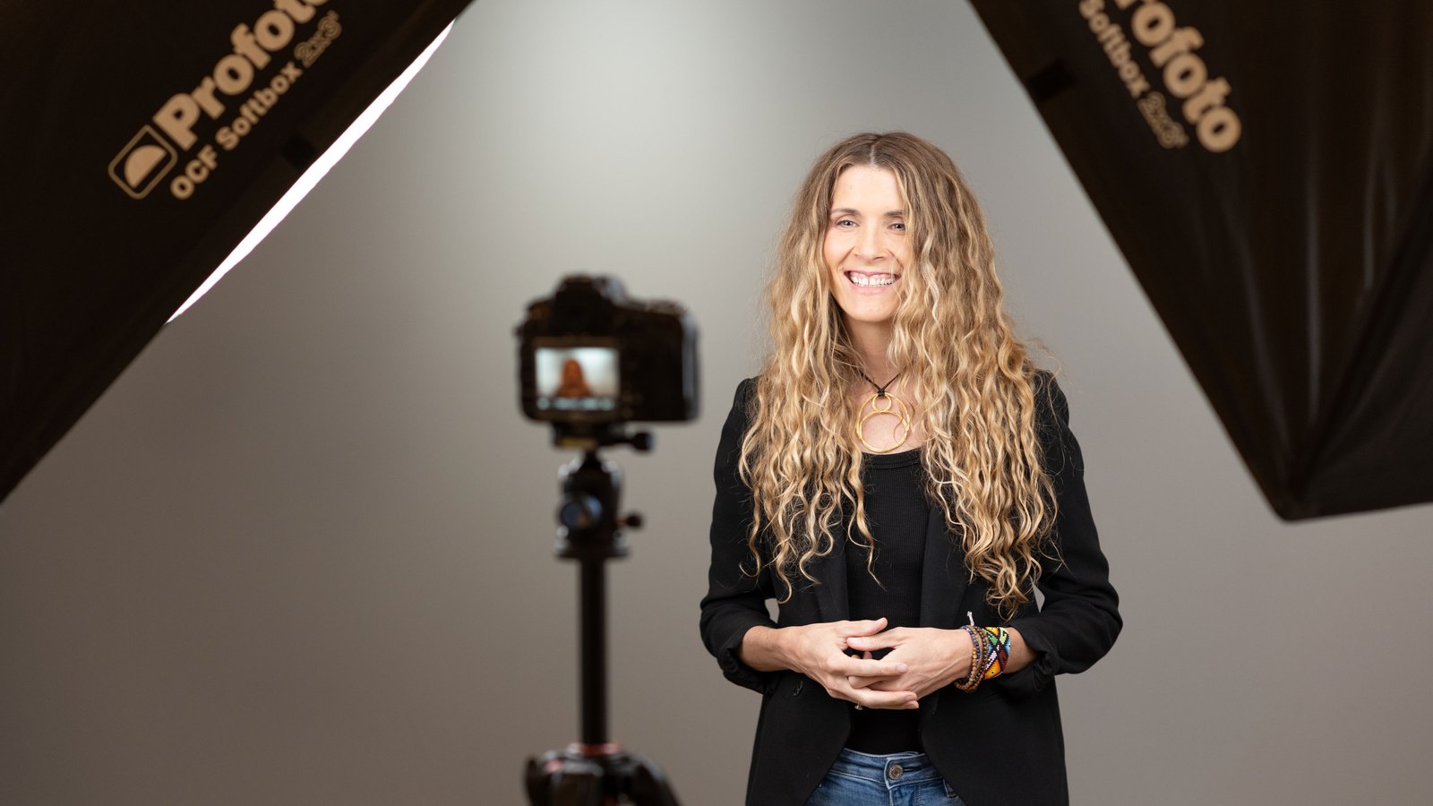 April Angel teaching on camera in the Aisling School studio